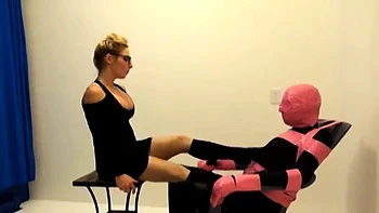 Blonde Femdom Christina's Duct-Taped Foot Fetish Play