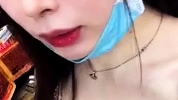 Asian teen Zhang Sini masturbates risky in public lingerie
