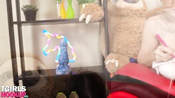 Grooby's hottest trans girl jerks off with anal toys