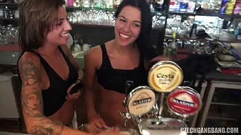 Having sex with all the customers at a Czech bar: Doggy, Missonary  Amateur Porn