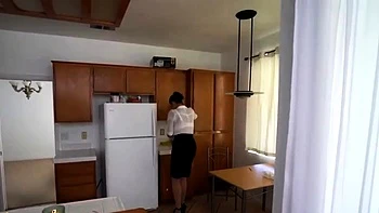 Brunette seductress working her big boobs and hot ass
